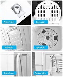 ROVSUN 26lbs Compact Twin Tub Portable Washing Machine in black, showcasing its dual tub design for efficient washing and spinning