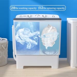 Portable Twin Tub Washing Machine with Wash and Spin Tub for Apartments and Dorms