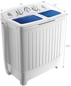 Giantex GT24267-PE Portable Washing Machine, Compact Twin Tub Mini Washer in Blue & White