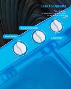TABU 17.6Ibs Portable Washing Machine, Compact Washer for Dorms and Apartments