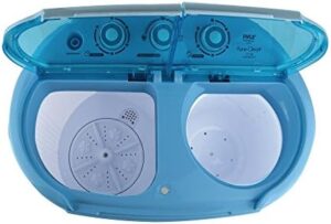 Pyle Portable Washer & Spin Dryer in use, showcasing its twin tubs and compact design