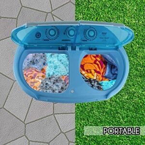 Pyle Portable Washer & Spin Dryer in use, showcasing its twin tubs and compact design