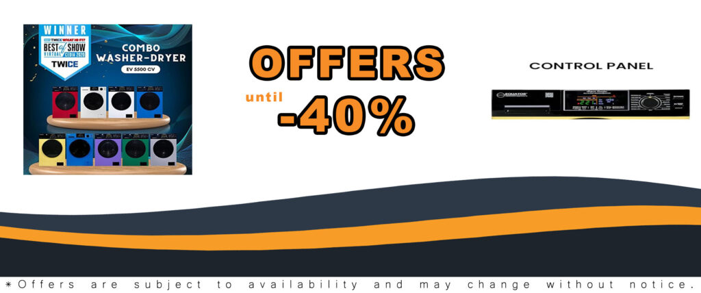 Equator All-In-One Washer-Dryer 1.9cf/18lb 1400RPM Yellow/Black, compact design, energy-efficient washer-dryer