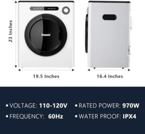DTD10-WHITE 11LBS Capacity Compact Dryer for Small Spaces, RVs, and Apartments, Grey