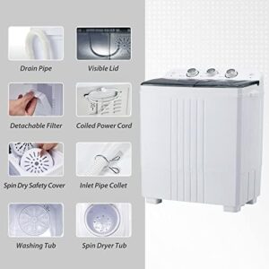 Homguava Portable Washing Machine 20Lbs Capacity Compact Washer and Dryer Combo Twin Tub Laundry Washer and Spinner