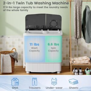 Costway Portable Washing Machine in grey, showcasing the compact twin tub design 