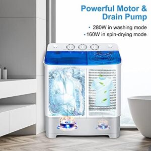 Costway Portable Washing Machine, Twin Tub 22Lbs Capacity, Compact Washer, and Spinner with Built-in Drain Pump