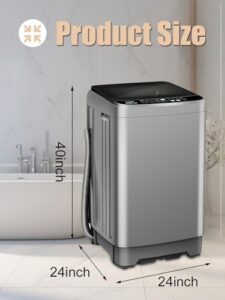 Full Automatic 25lbs Compact Portable Washing Machine with LED Display, Drain Dump, and 10 Wash Programs in Grey