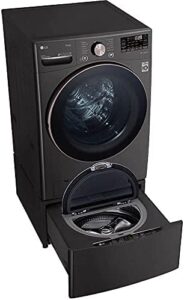 LG WM4000HBA Smart Washer in Black Steel, showing the sleek design and advanced features