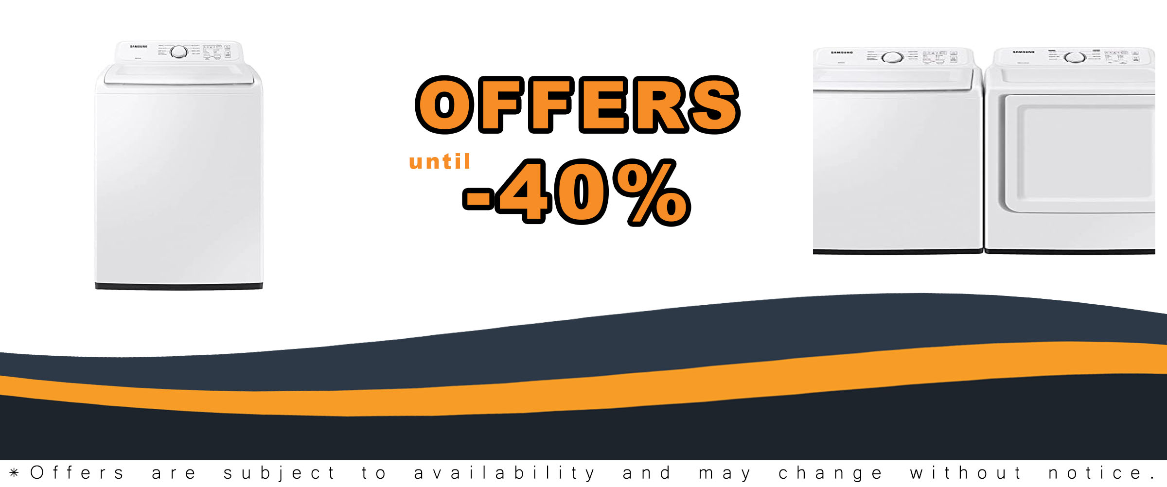 Samsung WA40A3005WPR White Top Load HE Washer/Dryer Pair in a modern laundry room