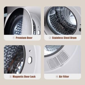 Portable Dryer with LCD Control Panel - Compact and Efficient Mini Clothes Dryer for Apartments and RVs