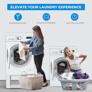 Laundry pedestal stand for washer and dryer, heavy-duty steel, 700lbs capacity, universal fit, white color