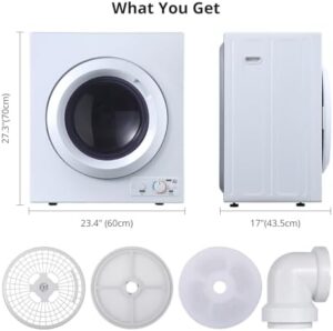 2.65 cu.ft Compact Clothes Dryer Machine in a modern apartment setting