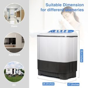 24Lbs Portable Washer and Dryer in use, showing the compact design and washing features