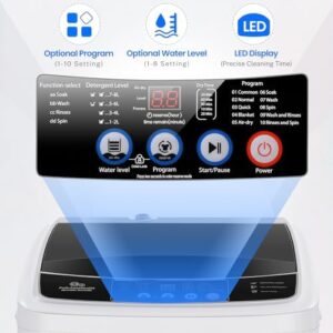 Nictemaw Portable Washing Machine - 17.8Lbs Capacity, Full Automatic Washer, Space Saving Design for Apartments and Dorms