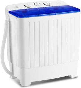 Washing Machine 20lbs Capacity Twin Tub Laundry Washer with Gravity Drain – Portable Laundry Solution for Small Spaces