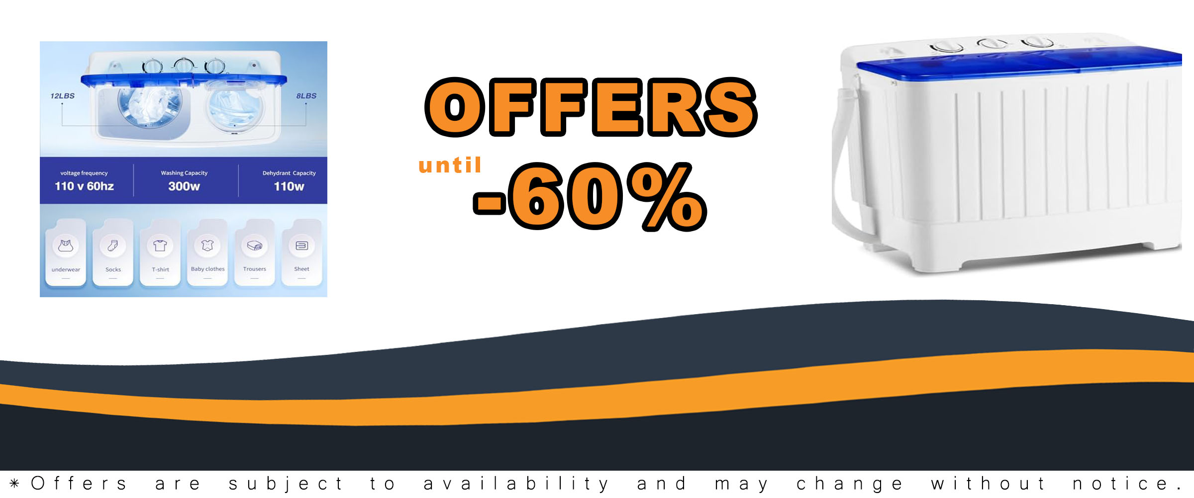 Washing Machine 20lbs Capacity Twin Tub Laundry Washer with Gravity Drain – Portable Laundry Solution for Small Spaces