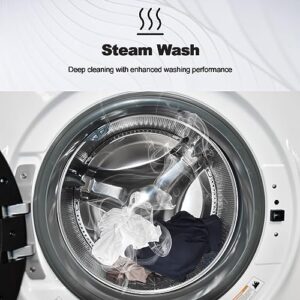 Smad 27 in. 4.5 Cu. Ft. Front Load Washing Machine with Quiet Inverter Motor, Steam Function, and Quick Wash in White