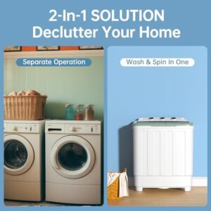 Portable Washing Machine Cleaner 24lbs Twin Tub Washer Dryer Combo for RVs, Apartments, Dorms