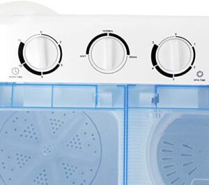 LEMY Portable Washing Machine 17.6lbs Capacity Twin Tube, White, Compact Design 
