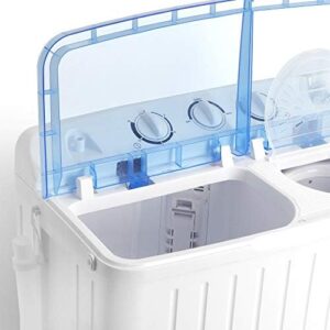 LEMY Portable Washing Machine 17.6lbs Capacity Twin Tube, White, Compact Design 