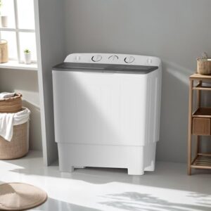 Sportpulse 32lbs Compact Mini Twin Tub Washing Machine with Drying Rack and Spinner