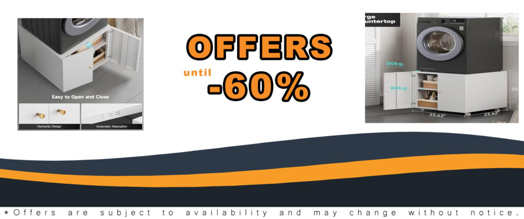 Laundry Pedestal with Door and Adjustable Shelf White Washer and Dryer Stand with Storage