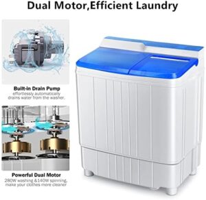 ARLIME Portable Twin Tub Washing Machine with Drain Pump and Long Hose