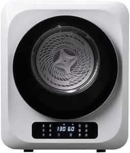 6.6Lbs Portable Clothes Dryer with LED Touch Control Panel, exhaust pipe, and compact design for apartments, dorms, and RVs.