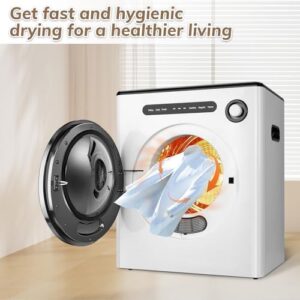 Portable Clothes Dryer 1.6 cu.ft in white with stainless steel tub, ideal for apartments, homes, and dorms
