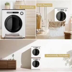 Portable Clothes Dryer 1.6 cu.ft in white with stainless steel tub, ideal for apartments, homes, and dorms