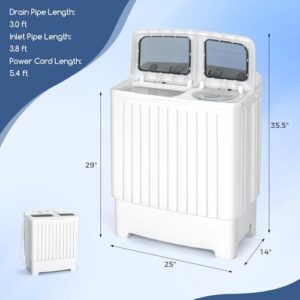 RELAX4LIFE Portable Washing Machine with Twin Tub Design, Compact Size, and Efficient Timer