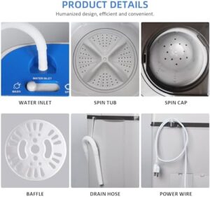 Portable Washing Machine with Twin Tub Design for Apartments and RVs