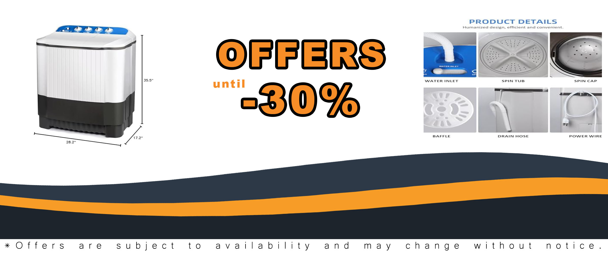 Portable Washing Machine with Twin Tub Design for Apartments and RVs