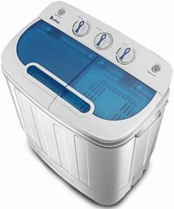 Portable washing machine with twin tubs, mini laundry machine with spin dryer, blue color  