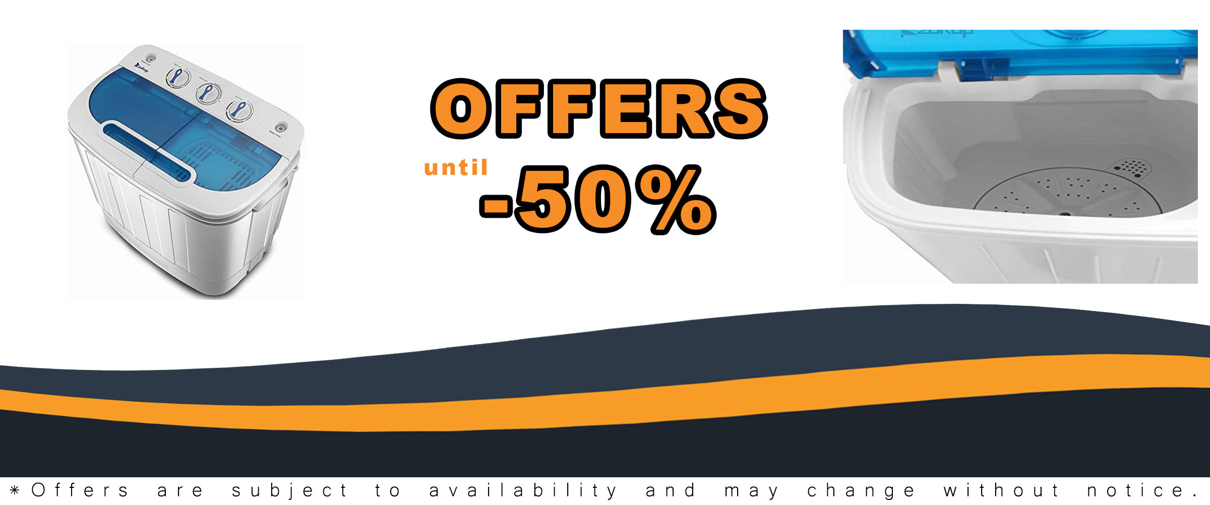 Portable washing machine with twin tubs, mini laundry machine with spin dryer, blue color  