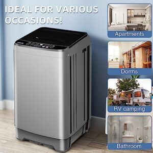 Portable washing machine with LED display, 13.3lbs capacity, and 10 washing programs – grey color