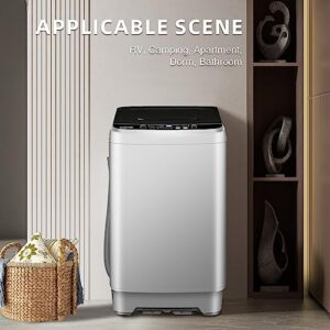 Portable washing machine with LED display, 13.3lbs capacity, and 10 washing programs – grey color