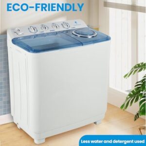 Portable washing machine with twin tub, 24lbs washer, and 16lbs spinner for apartments, dorms, and RVs
