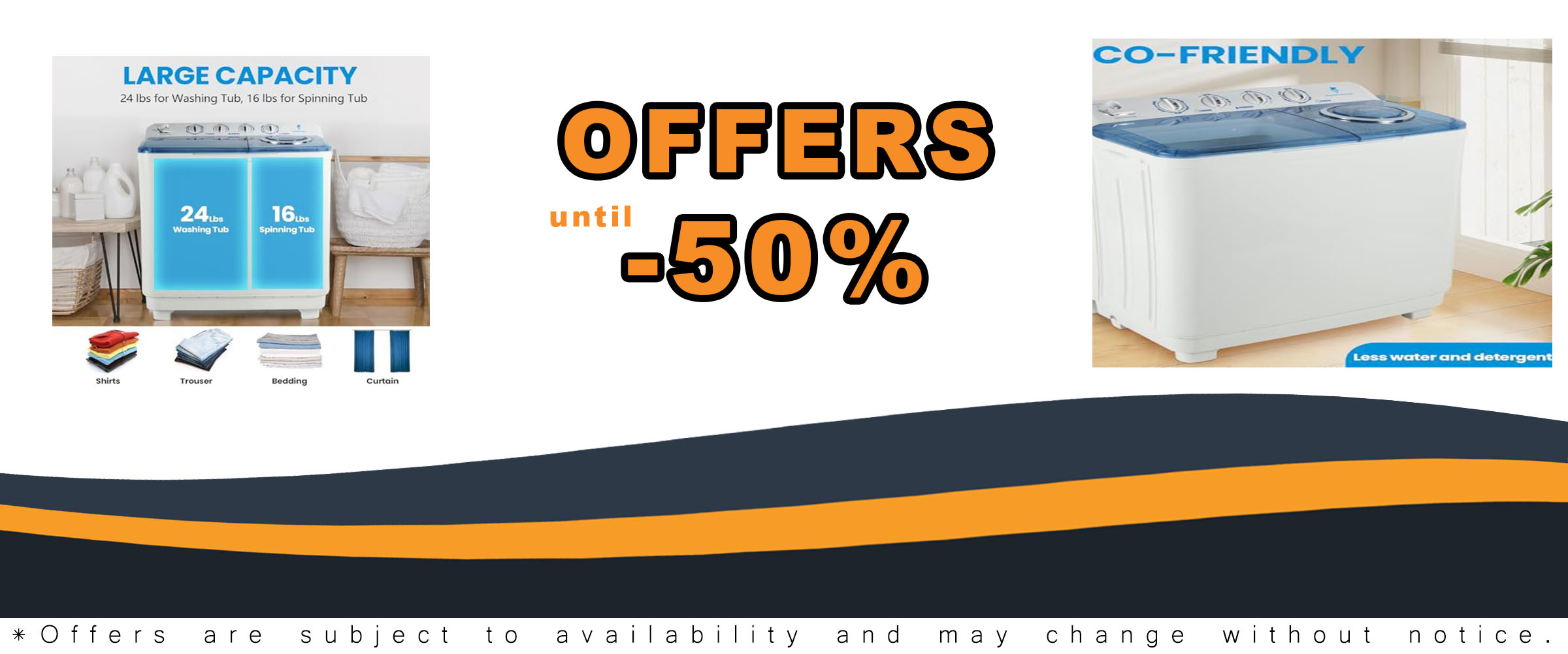 Portable washing machine with twin tub, 24lbs washer, and 16lbs spinner for apartments, dorms, and RVs