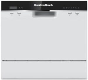 Hamilton Beach HBDW3208 countertop dishwasher with 6 place settings, portable and compact design, white  