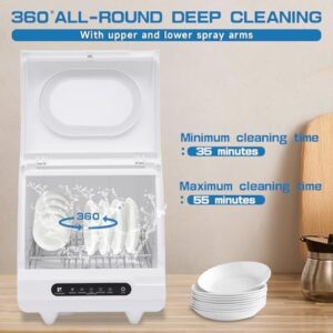 Portable Countertop Dishwasher with 5 washing programs and 360° dual spray