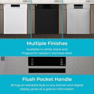 Kenmore 24" Built-In Stainless Steel Tub Dishwasher with EasyFlex 3rd Rack, SmartWash, UltraWash Plus, TurboDry, and MoreSpace Adjustable Rack in Black 