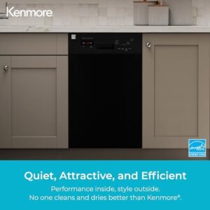 Kenmore 22-14709 18" Built-in Stainless Steel Tub Dishwasher, black color, compact design, and energy-efficient features
