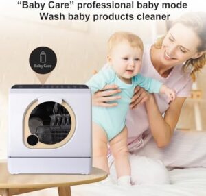 Countertop Dishwasher with Water Tank, Portable Design, 360° Spray, and Dryer Function for Apartments and RVs