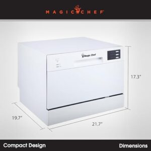 Magic Chef MCSCD6W5 Energy Star 6 Plate Kitchen Countertop Dishwasher, White – Compact and efficient dishwasher for small spaces  