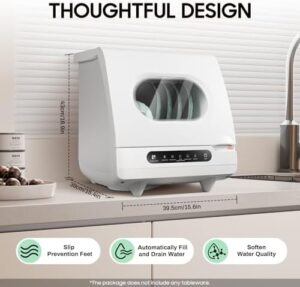 Portable Countertop Dishwasher with 5 Washing Programs, Compact Design, and Leak-Proof Drying Feature