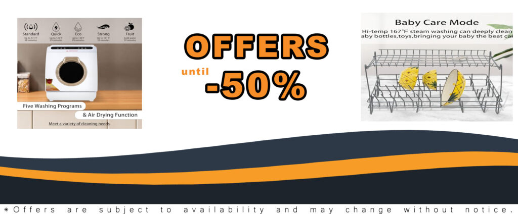 900W 360° Deep Cleaning Countertop Dishwasher in White, ideal for homes, apartments, RVs, and boats