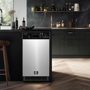 FORNO 18” POLO Dishwasher in Stainless Steel with 8 Place Settings and Front Push Control