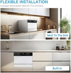 Midea MDC22P1AWW Energy Star Portable Dishwasher in White, showing its compact design perfect for dorms and apartments